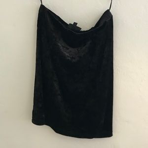 Topshop Brushed Black Velvet Stretchy Mini Skirt
